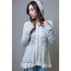 4 Love and Liberty Women's Heather Gray Peplum Hoodie with Eyelet Trim Hoodie S‎